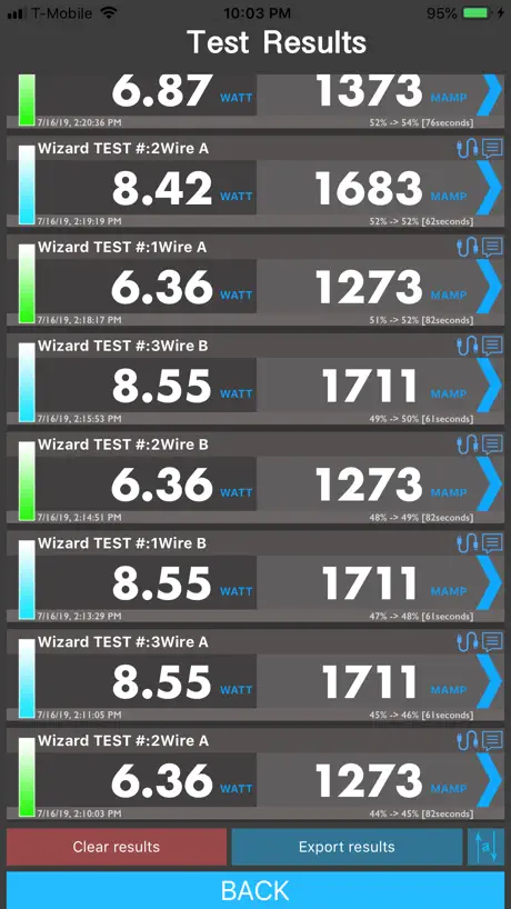 Ampere - battery charge info