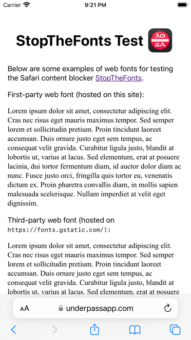 StopTheFonts Screenshot