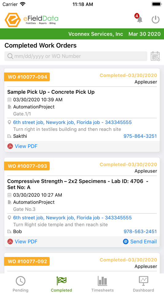 #2. eFieldDATA (iOS) De: Vconnex Services, Inc