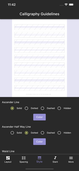 Calligraphy Guidelines Screenshot