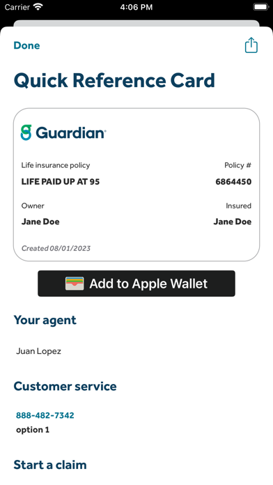 GUARDIAN® Accounts & Policies Screenshot