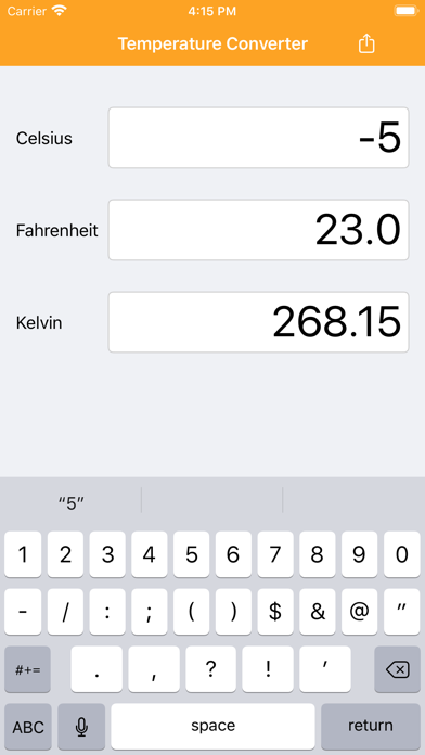 Screenshot #1 pour Temperature Converter C F K