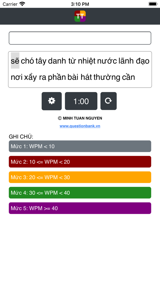 #2. TYPING TEST by QuestionBank (iOS) Podle: Minh Nguyen Tuan