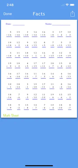 Game screenshot Math Practice Sheets apk