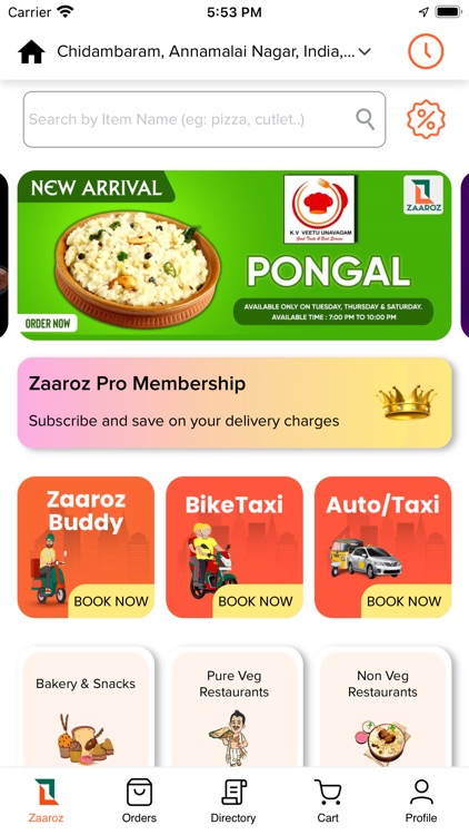 Zaaroz Food Ordering App