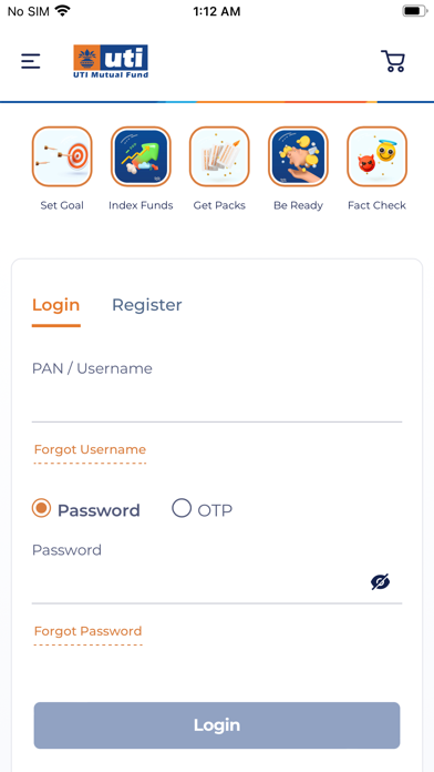 UTI Mutual Fund Invest online Screenshot