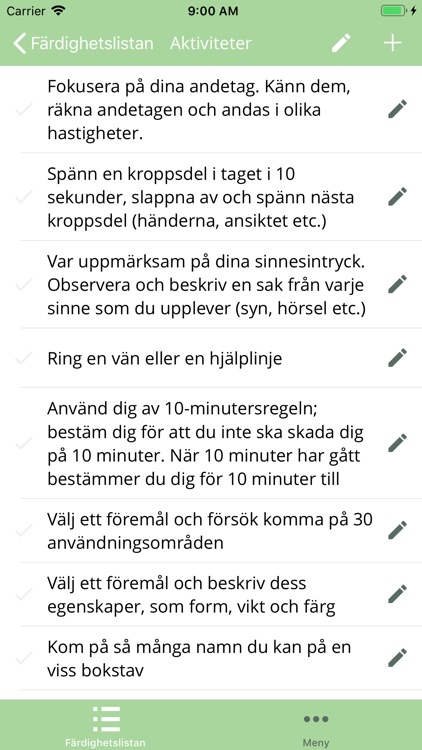 Färdighetslistan - Av SHEDO