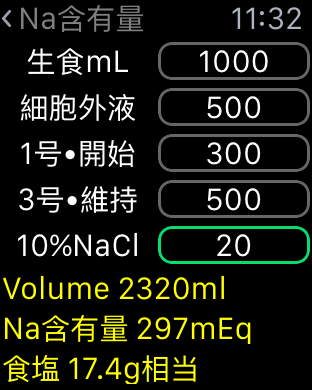 Na含有量•FENa•FEUN•血清浸透圧計算機