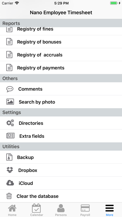 Nano Employee Timesheet Screenshot