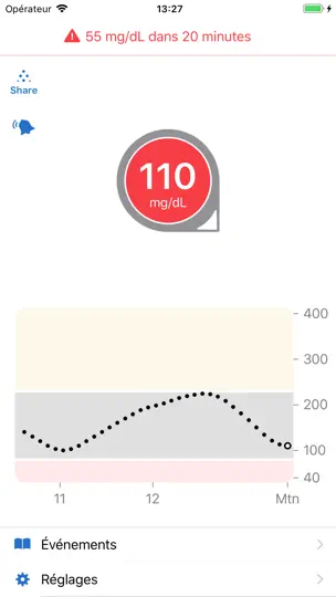 Capture d'écran de Dexcom G6 Mg/dL DXCM2 sur iPhone 1