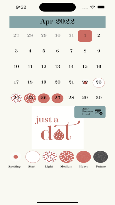Just A Dot - Period Tracker Screenshot