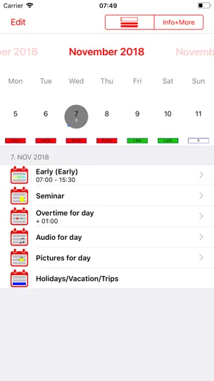 Captura de pantalla de Roster-Calendar en iPhone 4