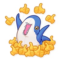 Cute Shark Emoji Funny Sticker logo