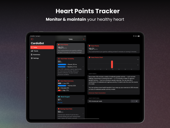 CardioBot: Heart Rate Monitor iPad app afbeelding 5