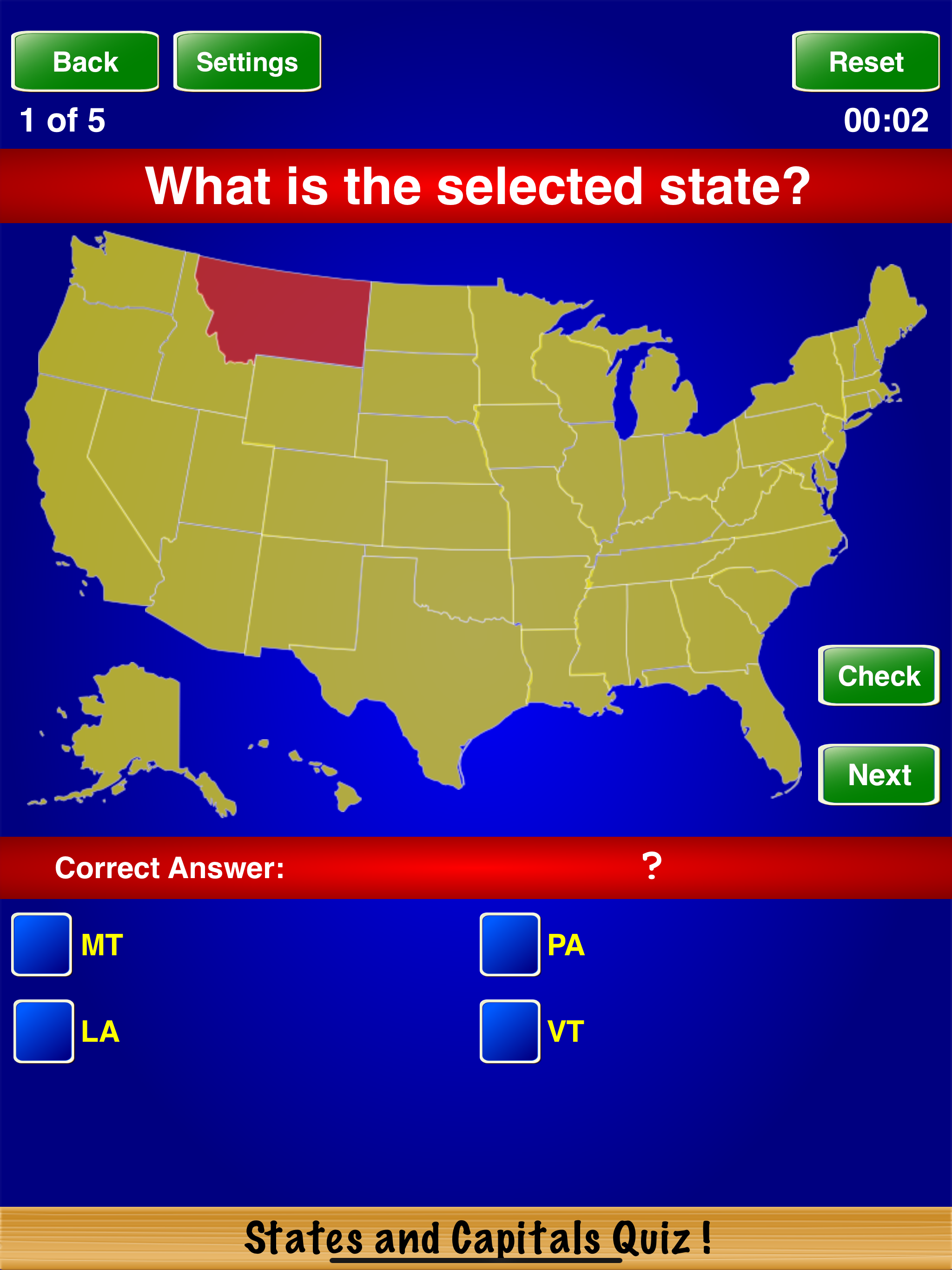 States and Capitals Quiz ! screenshot 7