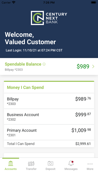 Century Next Bank Mobile Screenshot