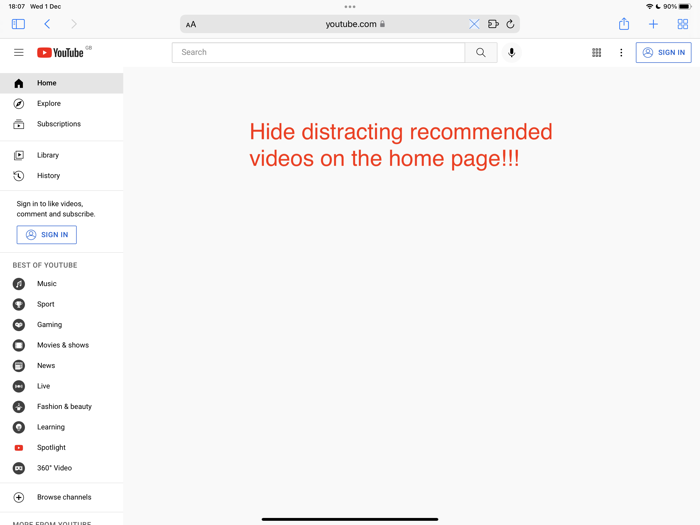 No Distractions for YouTube