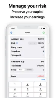trade size stock trading risk iphone screenshot 2