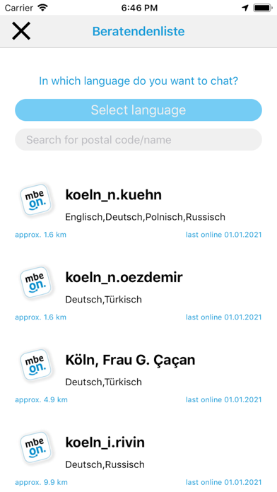 mbeon Messengerberatung Screenshot