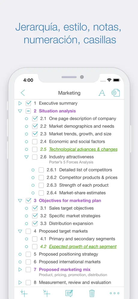 Cloud Outliner - Nested Lists