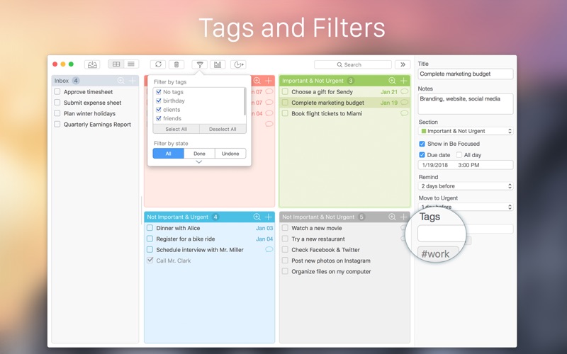 focus matrix – task manager iphone screenshot 2
