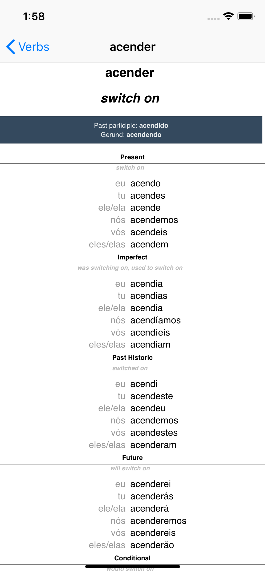 Portuguese Verb Blitz