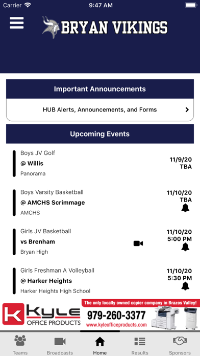 Bryan ISD Athletics Screenshot
