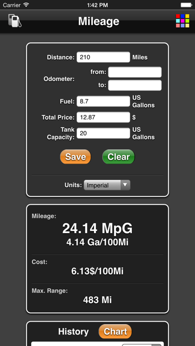 Mileage Screenshot