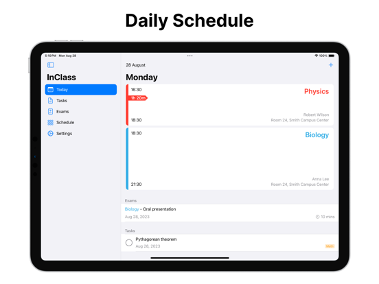 InClass - School Planner iPad screenshot 1 - Education app
