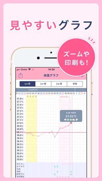 シンプル基礎体温：体温記録の人気の生理管理グラフのおすすめ画像2