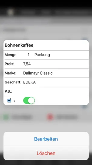 Screenshot von Einkaufszettel. auf dem iPhone 2