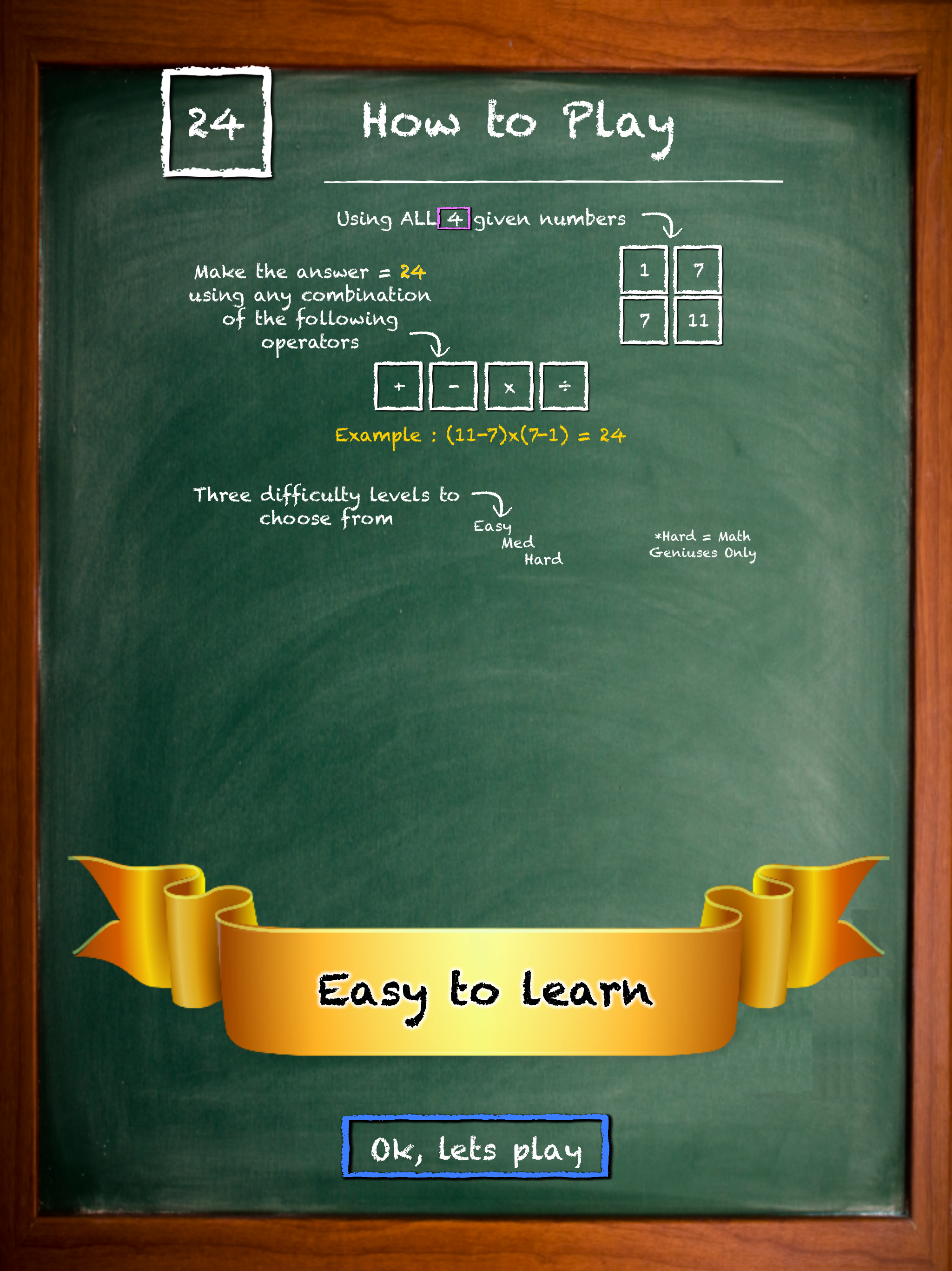 Fun Math - 24 Game Maths Cards