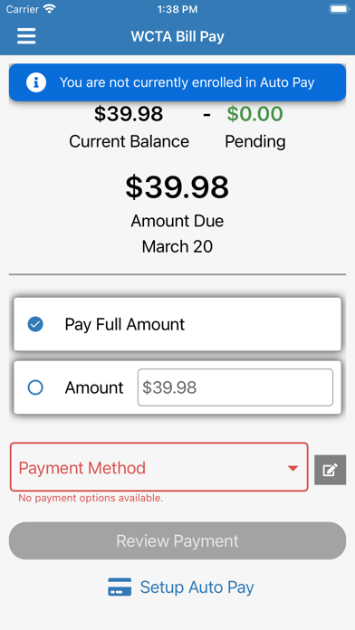 WCTA Bill Pay Screenshot