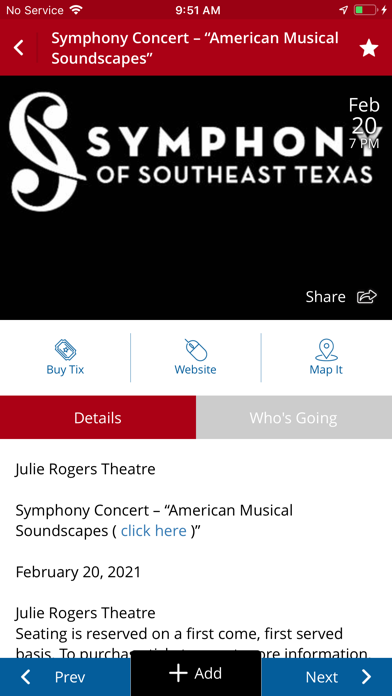 Beaumont Events Screenshot