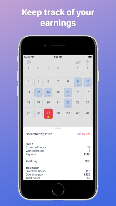 WorkCount - Shift Calendar Screenshot