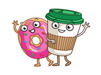 Coffee with Donut Stickers