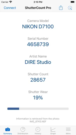 Screenshot von ShutterCount Pro Mobile auf dem iPhone 6