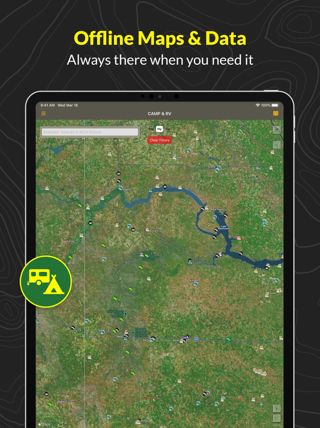 ‎Аллстаис Цамп & РВ - Снимак екрана са мапама пута