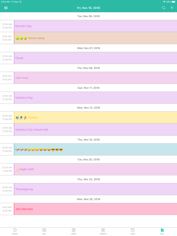 10Cal - Colourful calendar app iPad screenshot 4 - Productivity app