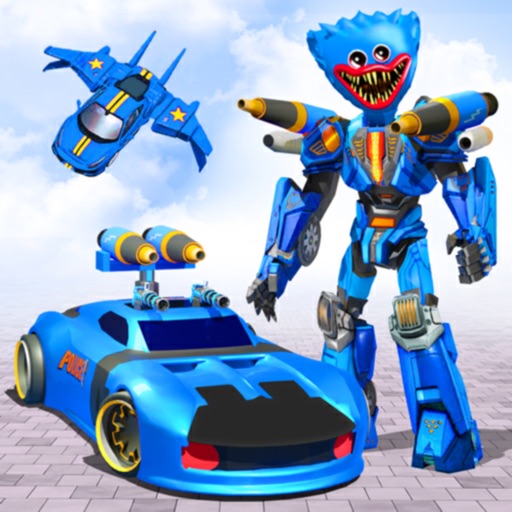 Police robot car transform icon