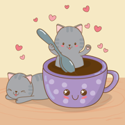 Cats and Coffee Lovers Sticker