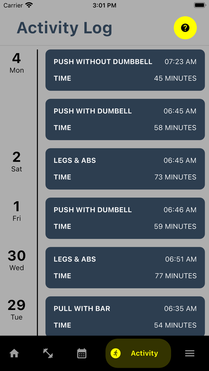 Custom Workout with Journal