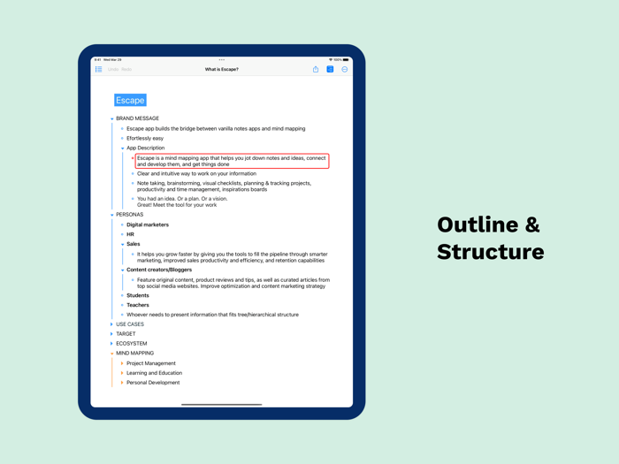 Escape - Mind Map and Outline