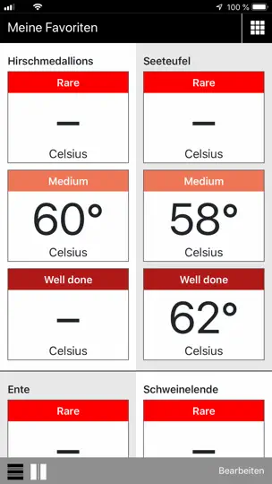 Screenshot von Kerntemperatur auf dem iPhone 5
