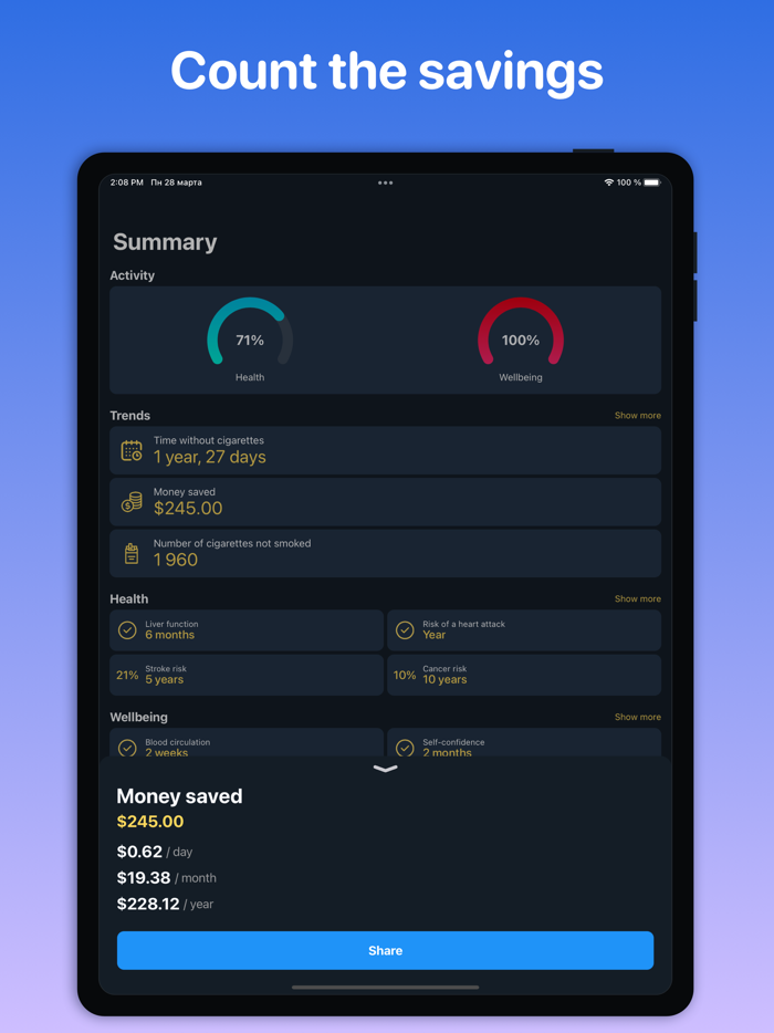 Stop smoking tracker quit app