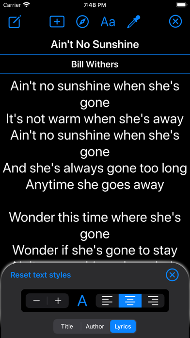 Julia Lyrics Screenshot
