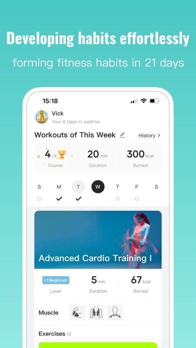 JustFive: Easy Workout & Fit Screenshot