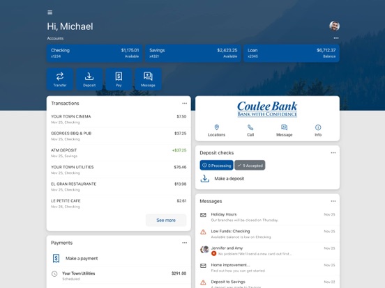 Coulee Bank iPad screenshot 1 - Finance app