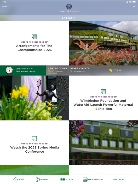 Wimbledon 2023 iPad app afbeelding 1
