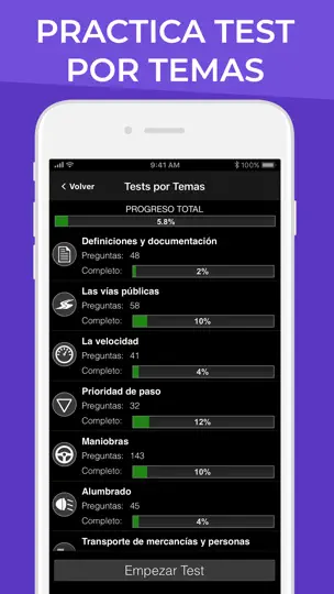 Captura de pantalla de Autoescuela Móvil. Test DGT en iPhone 5